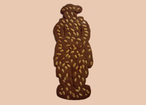 Roomboterspeculaaspop 500 gram in doos met amandelen